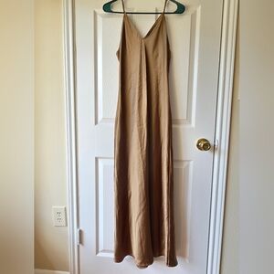 Zara Brown Satin Dress M Adjustable‎ Spaghetti Straps